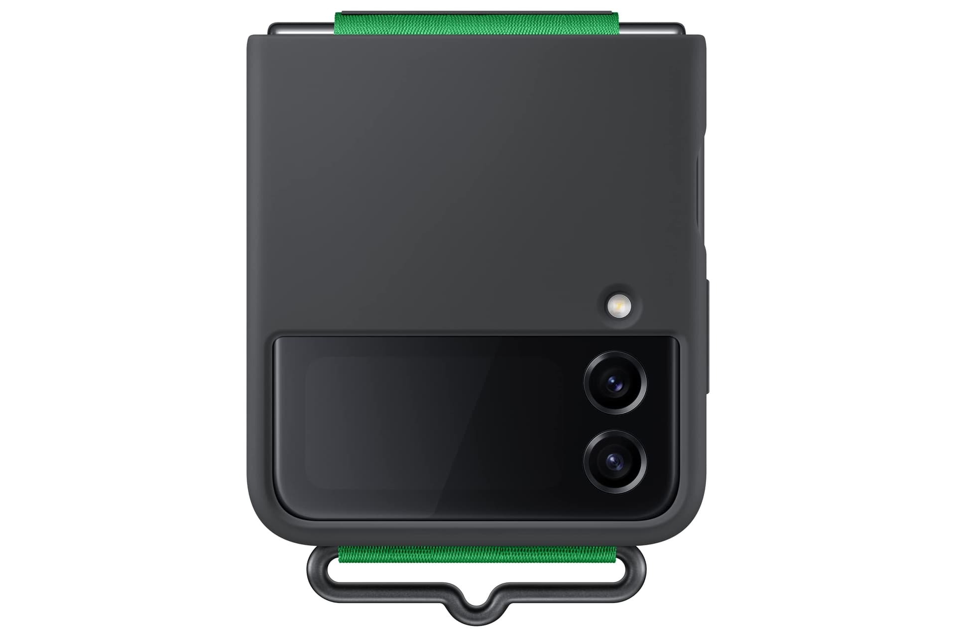 Samsung Silicone Cover mit Strap EF-GF721 für das Galaxy Z Flip4 | Smartphone Cover Handy-Hülle Silikon Schutz Case stoßfest dünn und griffig Halteband Black