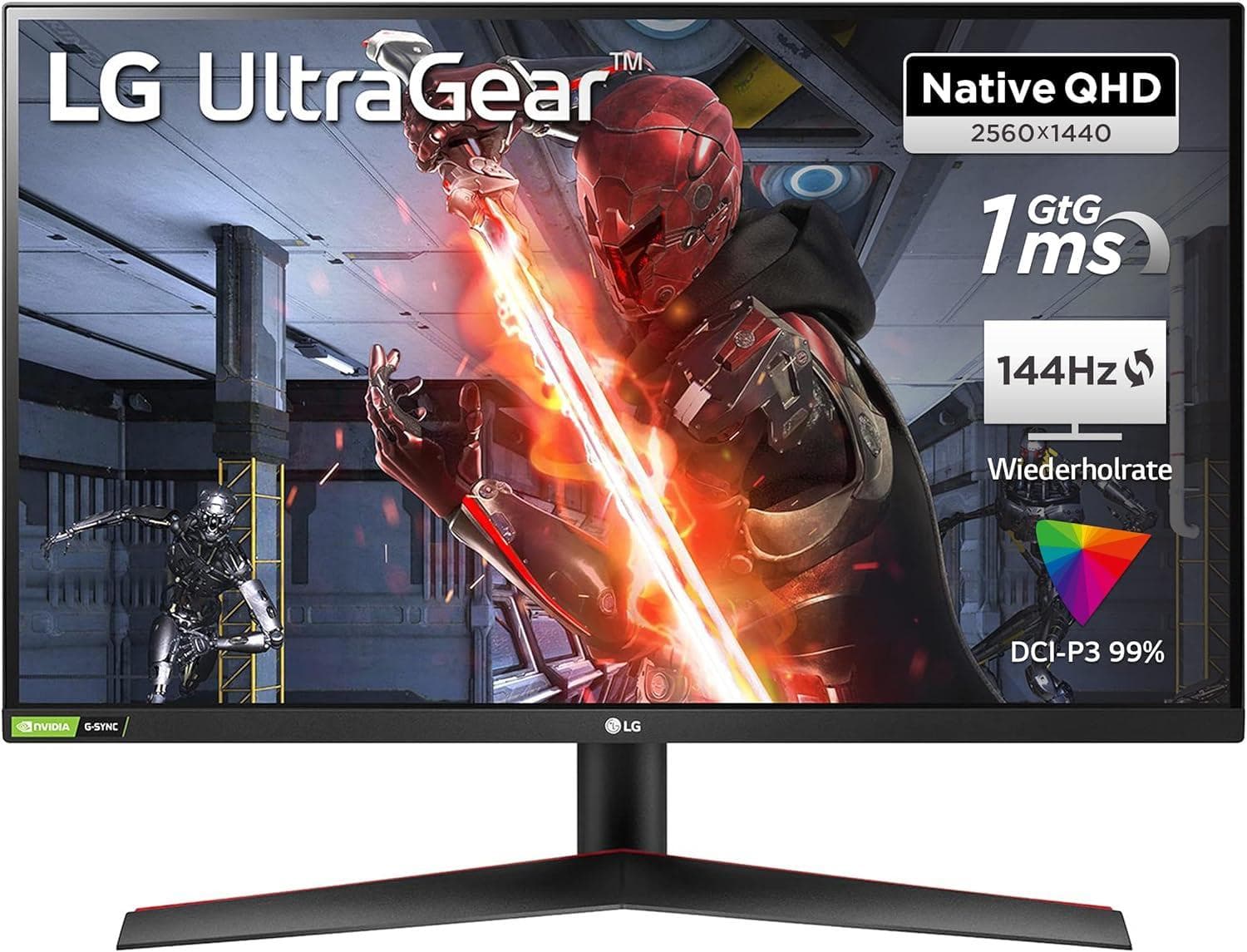 LG UltraGear 27GN800-B [27" WQHD 144Hz 2x HDMI DP 1ms Reaktionszeit] schwarz