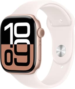 Apple Watch Series 10 [GPS inkl. Sportarmband M/L blassrosa] 46mm Aluminiumgehäuse roségold