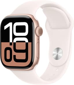 Apple Watch Series 10 [GPS inkl. Sportarmband S/M blassrosa] 42mm Aluminiumgehäuse roségold