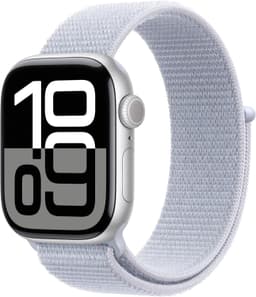 Apple Watch Series 10 [GPS inkl. Sport Loop blau wolke] 42mm Aluminiumgehäuse silber