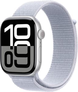 Apple Watch Series 10 [GPS inkl. Sport Loop blau wolke] 46mm Aluminiumgehäuse silber