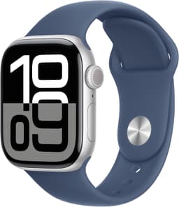 Apple Watch Series 10 [GPS + Cellular inkl. Sportarmband S/M denim] 42mm Aluminiumgehäuse silber