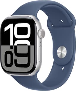 Apple Watch Series 10 [GPS + Cellular inkl. Sportarmband M/L denim] 46mm Aluminiumgehäuse silber