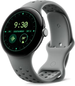 Google Pixel Watch 3 [WiFi only inkl. Kautschuk-Armband grau] 45mm Aluminiumgehäuse grau