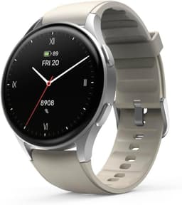 Hama Smartwatch 8900 [inkl. Kunststoff-Armband beige] Aluminiumgehäuse silber