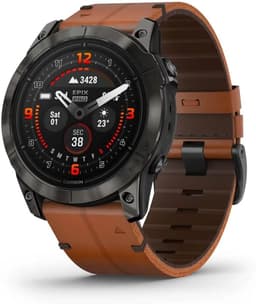 Garmin epix 2X Pro Sapphire [inkl. Lederarmband braun] 51mm Edelstahlgehäuse schwarz/grau