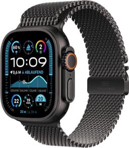 Apple Watch Ultra 2 [inkl. Milanaise-Armband S schwarz] 49mm Titangehäuse schwarz