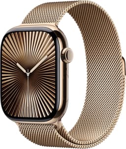 Apple Watch Series 10 [GPS + Cellular inkl. Milanaise-Armband M/L gold] 46mm Titangehäuse gold