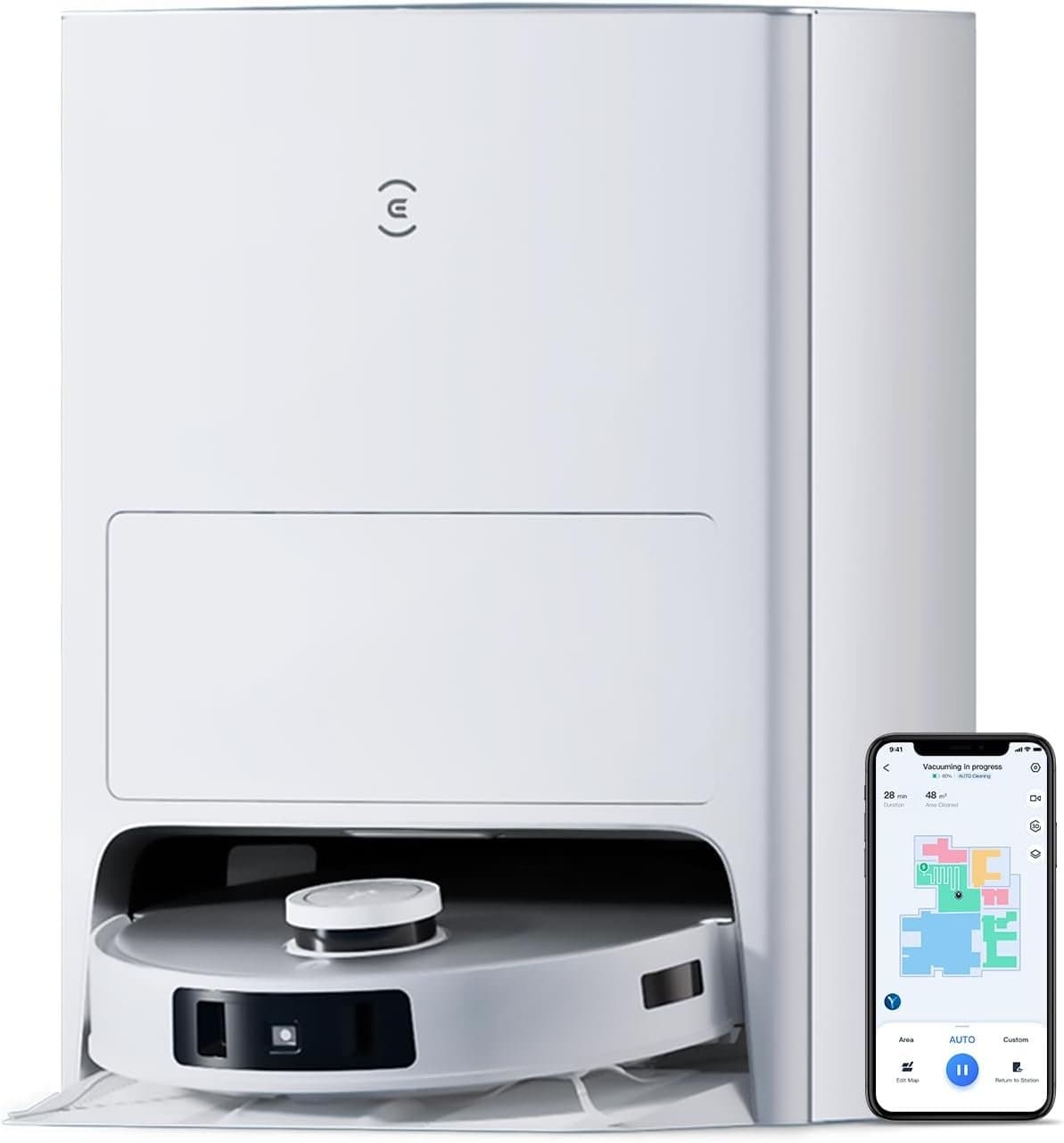 Ecovacs Deebot T20e Omni Saug-/Wischroboter [120 Min 04 Liter 6000 Pa] weiß inkl. Absaugstation