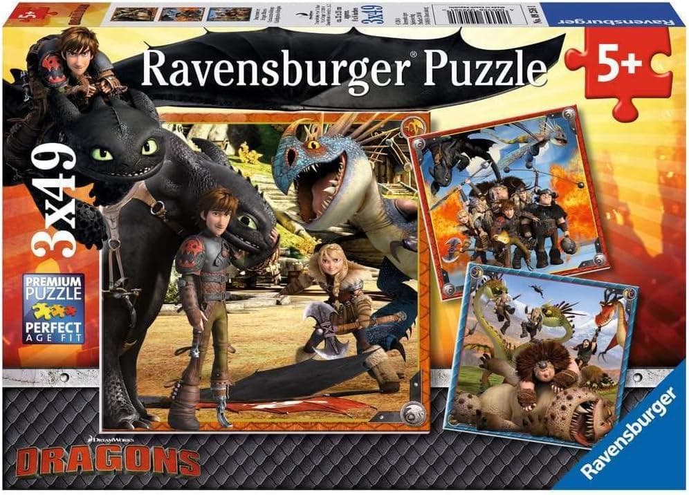 Ravensburger Puzzle 09258 - Dragons Drachenreiter [3x49 Teile]