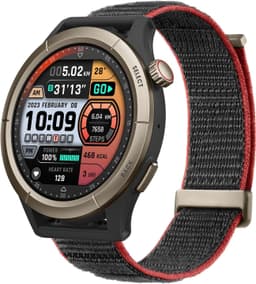 Amazfit Cheetah Pro [inkl. Nylon-Armband schwarz/rot] 46mm Titangehäuse schwarz/gold