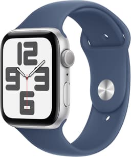 Apple Watch SE (2022) [GPS inkl. Sportarmband M/L denim] 44mm Aluminiumgehäuse silber