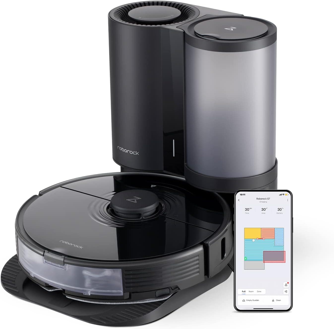 Roborock S7+ [180 Minuten 470 + 300ml 2.500 Pa] schwarz inkl. Absaugstation