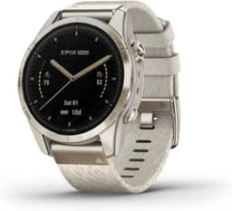 Garmin Epix Pro (2 Gen.) Sapphire [inkl. Nylonarmband cream heather] 42mm Edelstahlgehäuse gold/beige