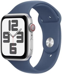 Apple Watch SE 2 [GPS + Cellular inkl. Sportarmband denim M/L] 44mm Aluminiumgehäuse silber