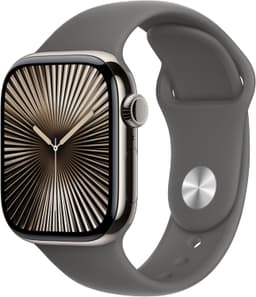 Apple Watch Series 10 [GPS + Cellular inkl. Sportarmband S/M grau] 42mm Titangehäuse beige