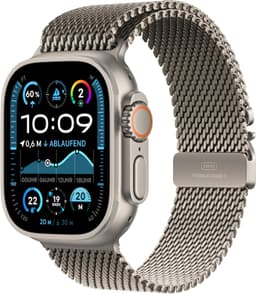 Apple Watch Ultra 2 [GPS + Cellular inkl. Milanaise-Armband M Natur] 49mm Titangehäuse Natur
