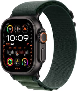 Apple Watch Ultra 2 [GPS + Cellular inkl. Alpine Loop S dunkelgrün] 49mm Titangehäuse schwarz