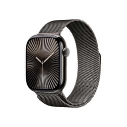 Apple Watch Series 10 [GPS + Cellular inkl. Milanaise-Armband M/L schiefer] 46mm Titangehäuse schiefer