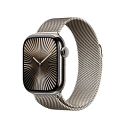 Apple Watch Series 10 [GPS + Cellular inkl. Milanaise-Armband beige] 42mm Titangehäuse beige