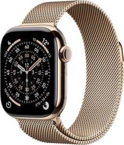 Apple Watch Series 11 [GPS + Cellular inkl. Milanaise-Armband gold] 42mm Titangehäuse gold