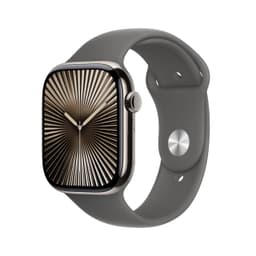 Apple Watch Series 10 [GPS + Cellular inkl. Sportarmband S/M steingrau] 46mm Titangehäuse natur