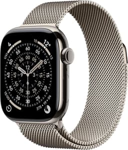 Apple Watch Series 11 [GPS + Cellular inkl. Milanaise-Armband natur] 42mm Titangehäuse natur