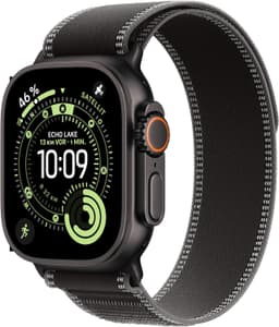 Apple Watch Ultra 3 [GPS + Cellular inkl. Trail Loop S/M schwarz/kohlegrau] 49mm Titangehäuse schwarz