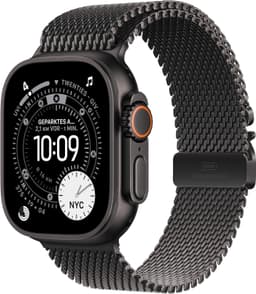 Apple Watch Ultra 3 [GPS + Cellular inkl. Milainaise-Armband M schwarz] 49mm Titangehäuse schwarz