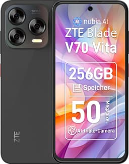 ZTE Blade V70 Vita Smartphone 67" FHD+ Display (120Hz) 50MP Hauptkamera 5000mAh Akku 4GB RAM + 256GB Speicher Handy ohne Vertrag Android 14 Dual SIM Grau