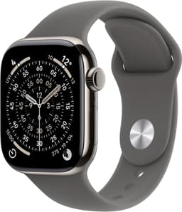 Apple Watch Series 11 [GPS + Cellular Sportarmband steingrau S/M] 42mm Titangehäuse natur