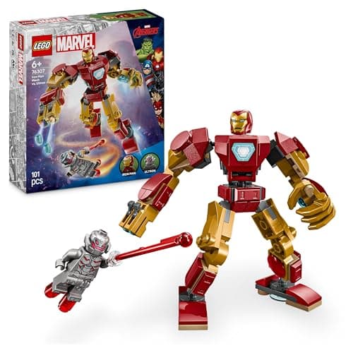 LEGO | Marvel Iron Man Mech vs. Ultron - Superhelden Spielzeug mit 2 Minifiguren - Actionfigur mit beweglichen Armen Beinen & Fingern - Geschenk für Jungen und Mädchen ab 6 Jahren 76307