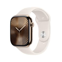 Apple Watch Series 10 [GPS + Cellular inkl. Sportarmband S/M polarstern] 46mm Titangehäuse gold