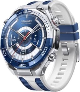 Huawei Watch Ultimate 2 [Kautschukarmband blau/weiß] 47mm Keramikgehäuse blau/silber