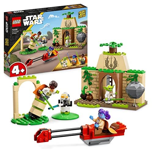 LEGO 75358 Star Wars Tenoo Jedi Temple Spiel Set für Anfänger mit Minifiguren LYS Solay Kai Brightstar Meister Yoda inklusive Speeder Bike und Lichtschwertern für Kinder ab 4 Jahren