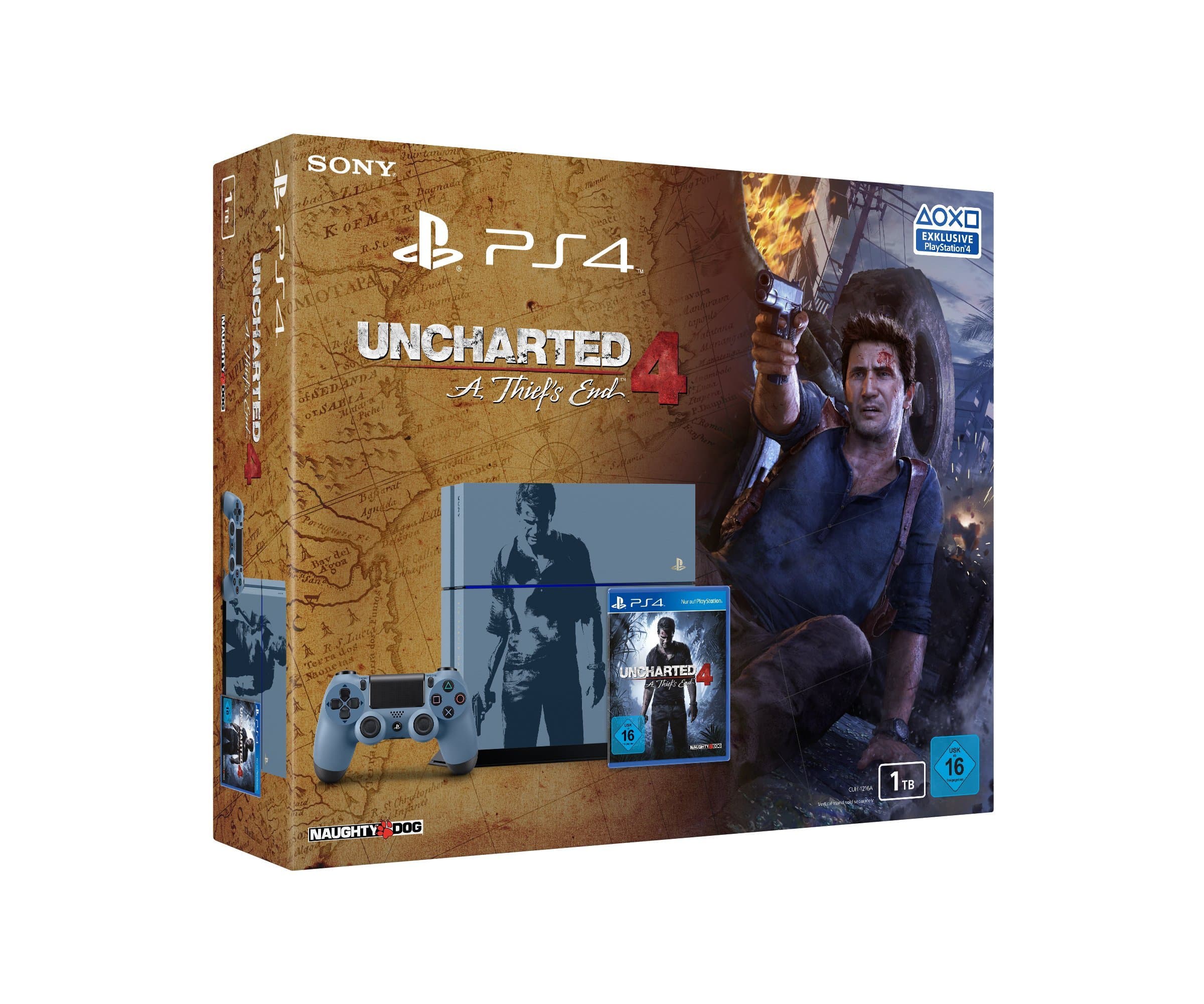 Sony PlayStation 4 1TB Uncharted Limited Edition [inkl. Uncharted 4: A Thief´s End] grau/blau