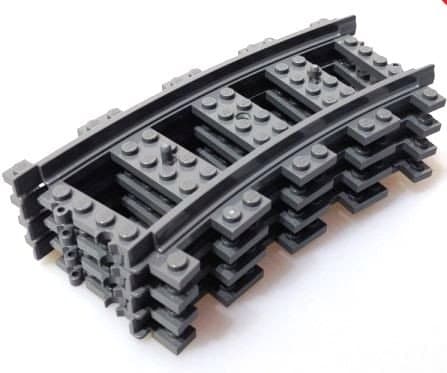4 Lego City Eisenbahnschienen Gebogen