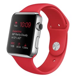 Apple Watch [inkl. Sportarmband rot] 42mm Edelstahlgehäuse silber