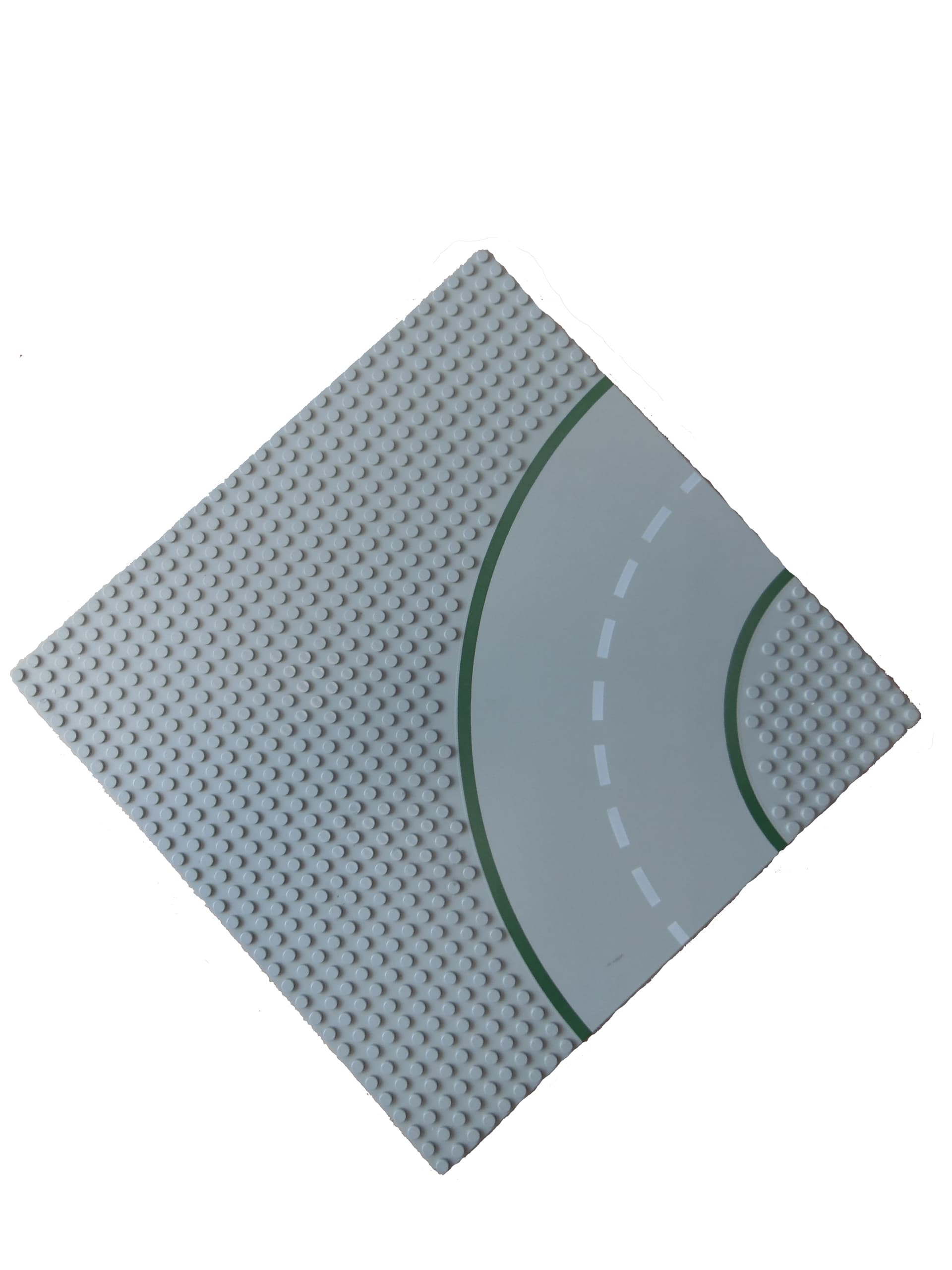 1x Lego Straßenplatte Kurve [25x25 cm/32x32 Noppen gestrichelt] hellgrau