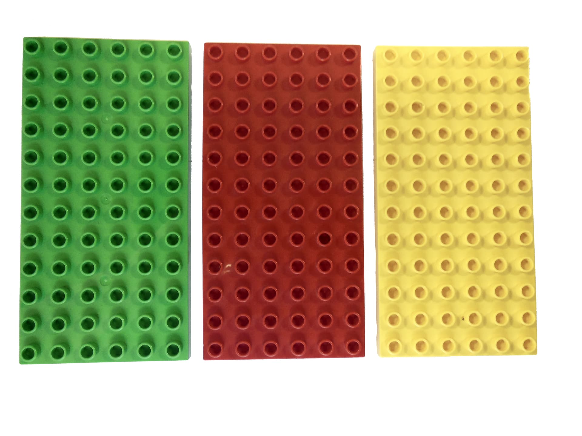 3x Lego Duplo Bauplatten [6x12 Noppen] aus Set 2198 grün/rot/gelb