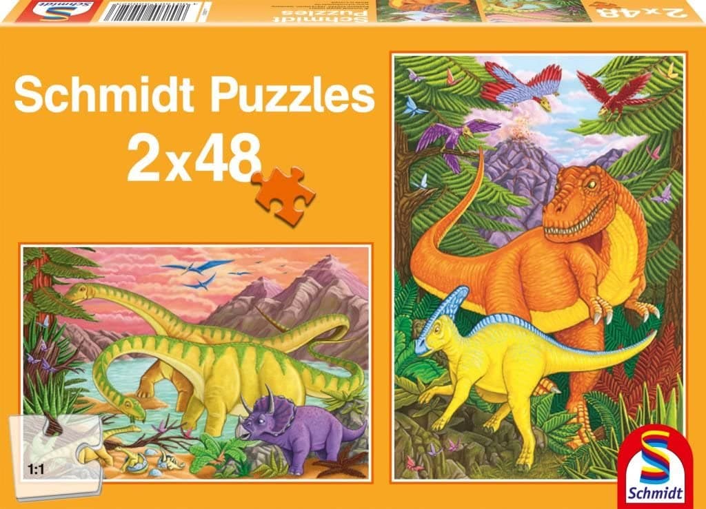 Schmidt Puzzle 55052 - Bunte Dinosaurier [2 x 48 Teile]