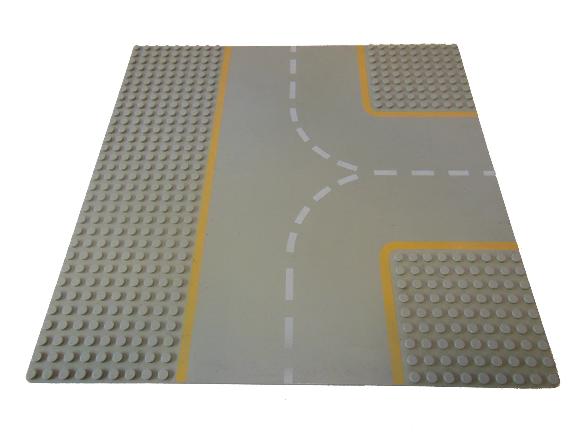 1x Lego Straßenplatte T-Kreuzung 9355 [25x25 cm/32x32 Noppen] hellgrau/orange