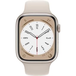 Apple Watch Series 8 GPS - 45mm - Starlight Aluminiumhölje - Starlight Sportband - Begagnad - Utmärkt skick