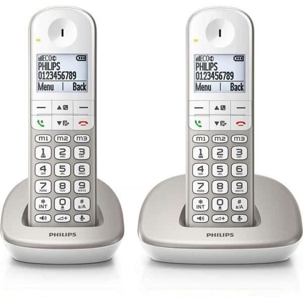 Trådlös telefon - PHILIPS - XL4902S/22 - LCD-skärm 4,8 cm - 2 handsets - Volymförstärkare- USED