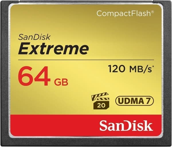 SanDisk Extreme 64 GB 120 MB/s CompactFlash-minneskort - Guld/Rött