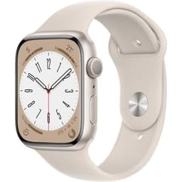 Apple Watch Series 8 GPS - 45mm - Starlight Aluminiumhölje - Starlight Sportband (2022) - Renoverad - Utmärkt- REFURBISHED