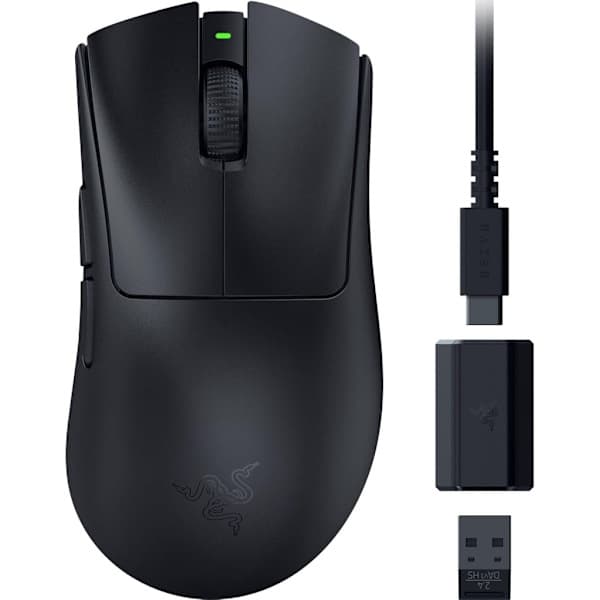 Razer DeathAdder V3 HyperSpeed – Trådlös e-sportmus för FPS-spelare, 55 g ultralätt, Focus X 26K sensor