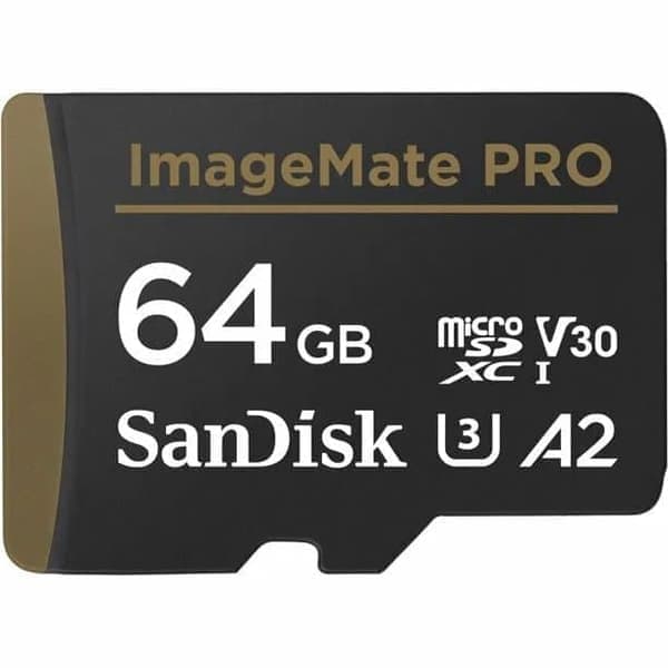 SanDisk 64 GB ImageMate PRO microSDXC UHS-1 för Action Cams U3, V30, 4K UHD, A2