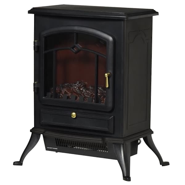 Elektrisk eldstad 1000/2000 W med flameffekt, överhettningsskydd, svart - A - Som ny